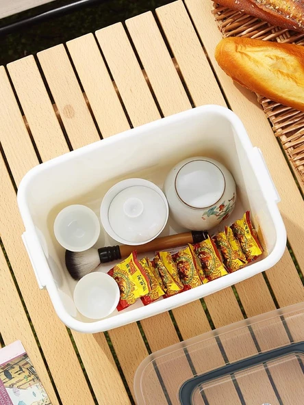 Seyahat Tipi Çay Seti Saklama Kutusu - Mavi (Büyük Boy) - Resim 2