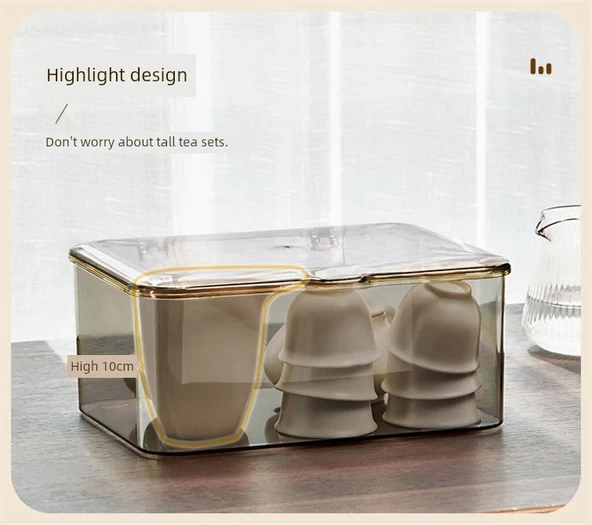 2 Adet Şeffaf Çay Seti Saklama Kutusu - Kapaklı - Resim 8