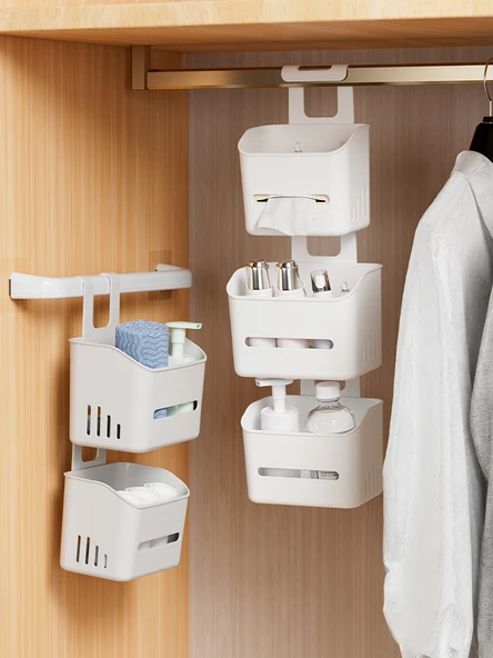 Plastik Banyo Düzenleyici Sepet - 3'lü Küçük Boy - Gri - 5