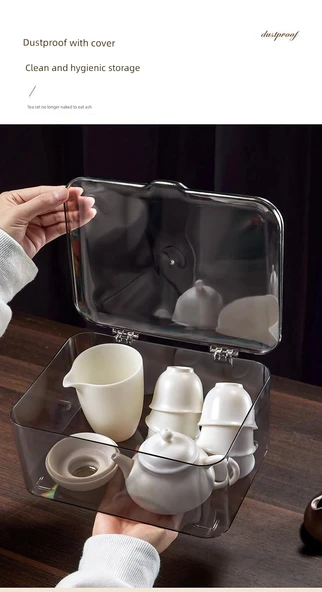 2 Adet Şeffaf Çay Seti Saklama Kutusu - Kapaklı - Resim 7