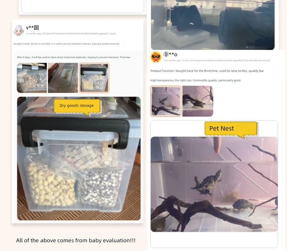 15 Litre Şeffaf Nem Geçirmez Saklama Kutusu - 2 Düğmeli - 1 Adet - Resim 9