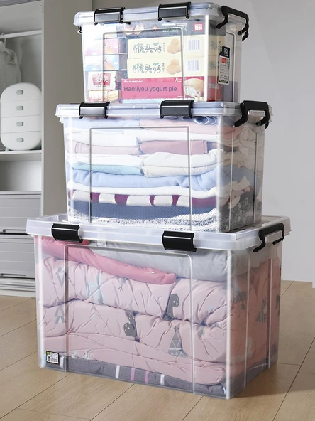 15 Litre Şeffaf Nem Geçirmez Saklama Kutusu - 2 Düğmeli - 1 Adet - Resim 2