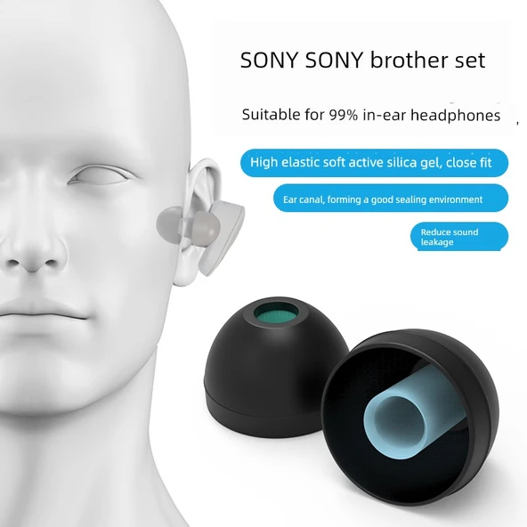 Sony WF-1000XM4/XM3 Silikon Kulaklık Kılıfı - Siyah Küçük Boy 2 Çift + Saklama Kutusu - 7
