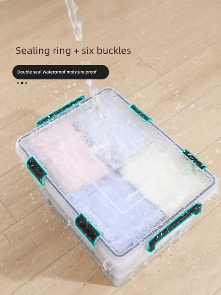 15 Litre Şeffaf Nem Geçirmez Saklama Kutusu - 2 Düğmeli - 1 Adet - Resim 3
