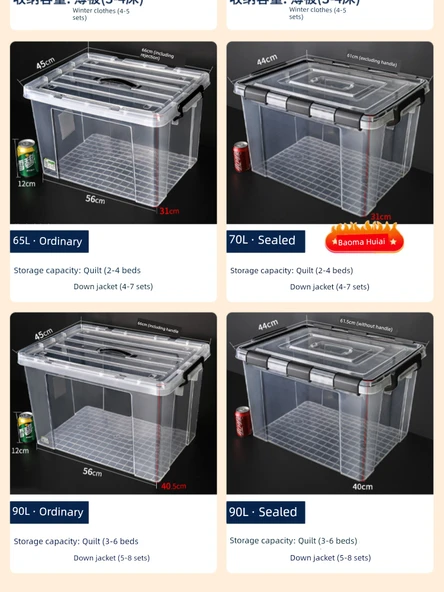 15 Litre Şeffaf Nem Geçirmez Saklama Kutusu - 2 Düğmeli - 1 Adet - Resim 11