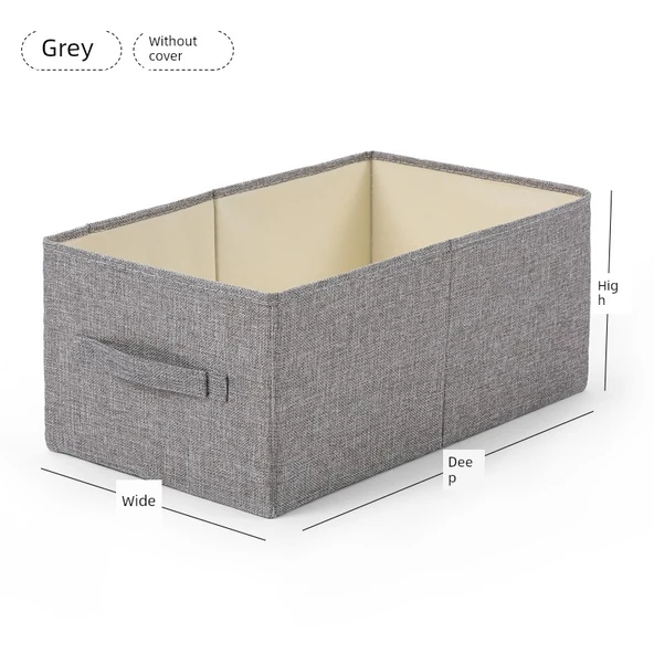 Katlanabilir Saklama Kutusu - Koyu Gri - Kapaksız - Yıkanabilir - Büyük Boy 47x28x21cm