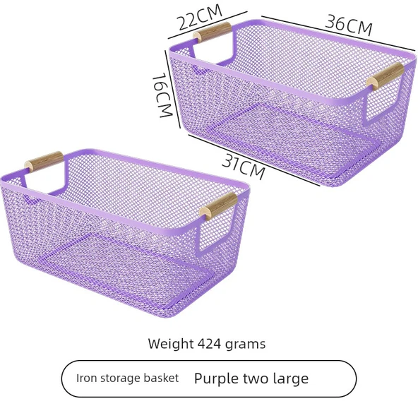 Metal Saklama Kutusu - Ferforje Mor - Büyük Boy - 2'li Paket