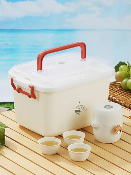 Kung Fu Çay Seti Saklama Kutusu - Sarı Büyük Boy Çay Saklama Kutusu - 6