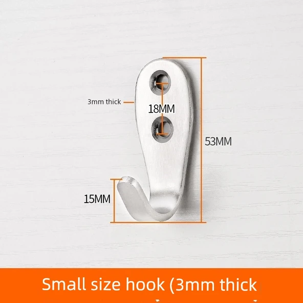 Paslanmaz Çelik Yapışkanlı Kanca - H89 Küçük Boy 3.0mm Kalınlık