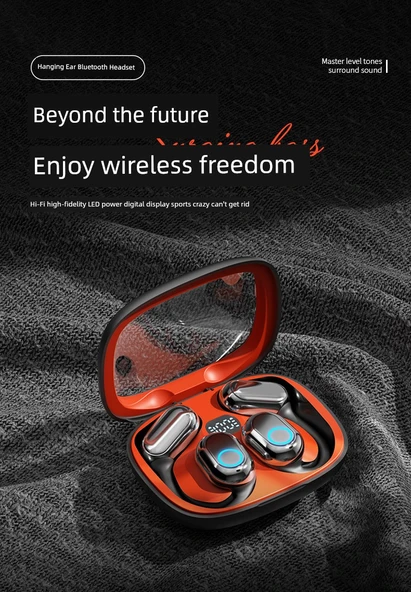 Bluetooth 5.0 Kulaklık - OWS - Siyah (Model 1) - Resim 6