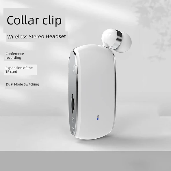 Bluetooth 5.2 Yakalıklı Tek Kulaklık - Beyaz HiFi HD Ses Kalitesi