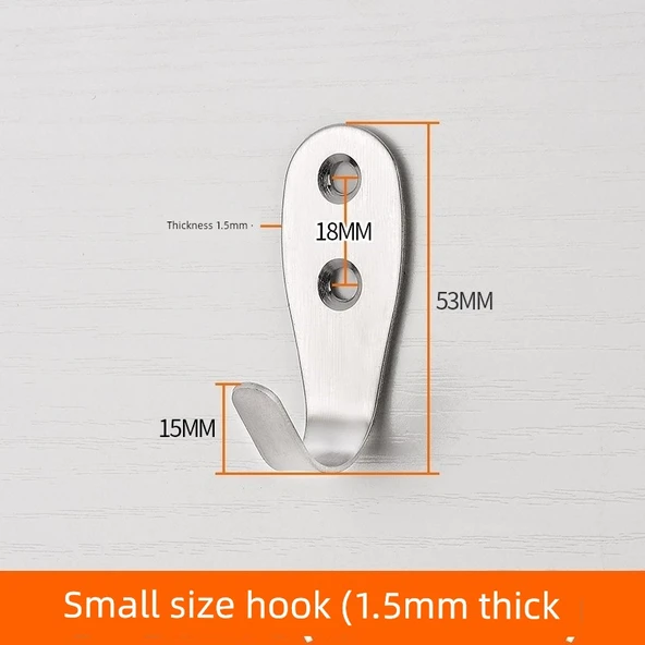 Paslanmaz Çelik Yapışkanlı Kanca - N35 Küçük Boy 1.5mm Kalınlık