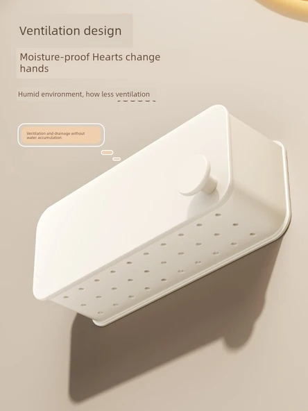 Duvara Monte Banyo Organizer Rafı - Krem Beyaz Taraklık - 4