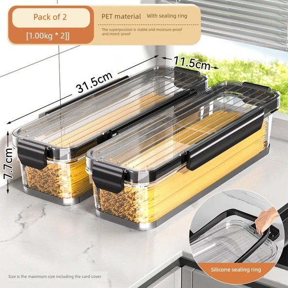 2 Adet Mutfak Saklama Kabı - Siyah - 2kg + 2kg
