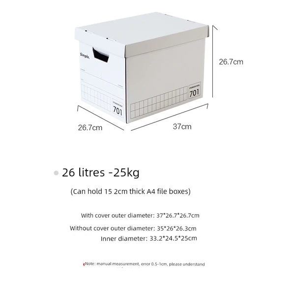 Kapaklı Kalınlaştırılmış Kağıt Saklama Kutusu - 701BOX Kalınlaştırılmış - 37x26.7x26.7cm
