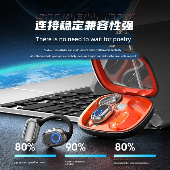 Bluetooth 5.0 Kulaklık - OWS - Siyah (Model 1) - Resim 3