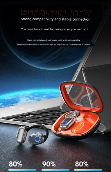 Bluetooth 5.0 Kulaklık - OWS - Siyah (Model 1) - Resim 7