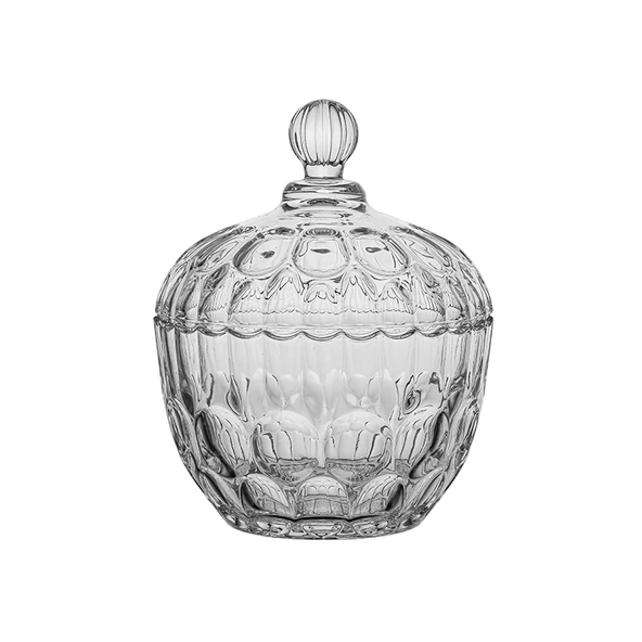 Kapaklı Cam Kavanoz - Simli Desen - 6