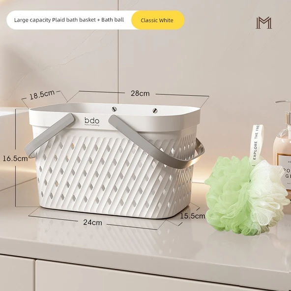 Banyo Sepeti - Beyaz ve Yeşil Banyo Çiçekli