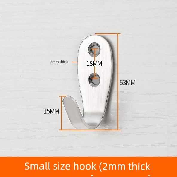 Paslanmaz Çelik Yapışkanlı Kanca - S51 Küçük Boy 2.0mm Kalınlık