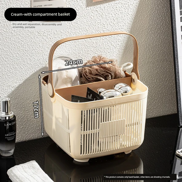 Banyo Sepeti - Bej - Bölmeli