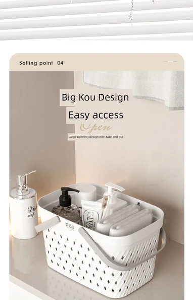Desenli Banyo Sepeti - Sabunluklu - Klasik Beyaz - 11