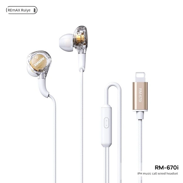 Şeffaf Gürültü Önleyici Kablolu Kulak İçi Kulaklık - Altın Apple