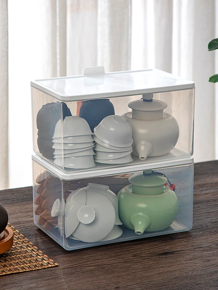 Kapaklı Toz Geçirmez Çay Seti Saklama Kutusu - İç Kutu 1'li Paket - 2