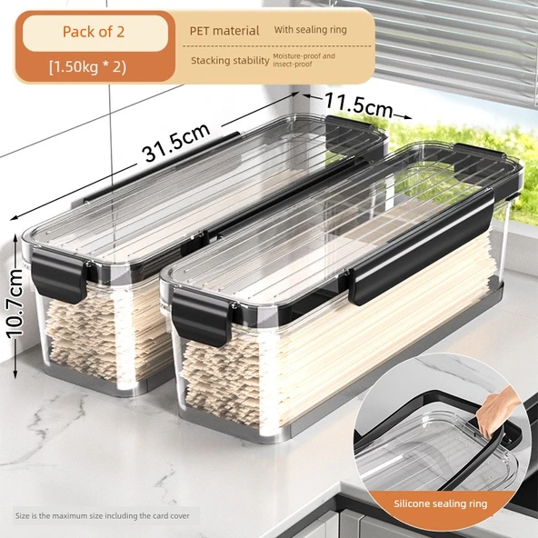 2 Adet Mutfak Saklama Kabı - Siyah - 3kg + 3kg