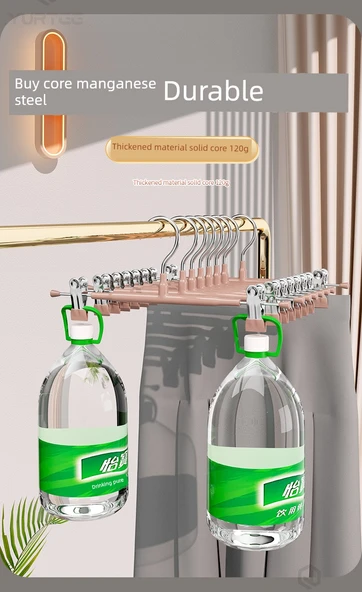 Kaymaz Paslanmaz Çelik Pantolon Askısı - Nano Dikişsiz (Siyah) 10'lu Paket - 10
