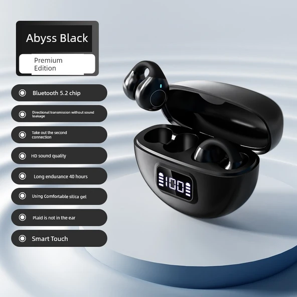 Kemik İletimli Kablosuz Bluetooth 5.2 Kulaklık - Enjoy Siyah [HD Ses Kalitesi]