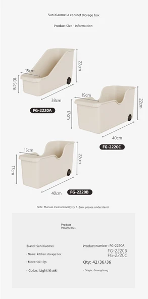 Mutfak Dolabı Saklama Kutusu - Üç Parça Set FG-2220ABC - Resim 7