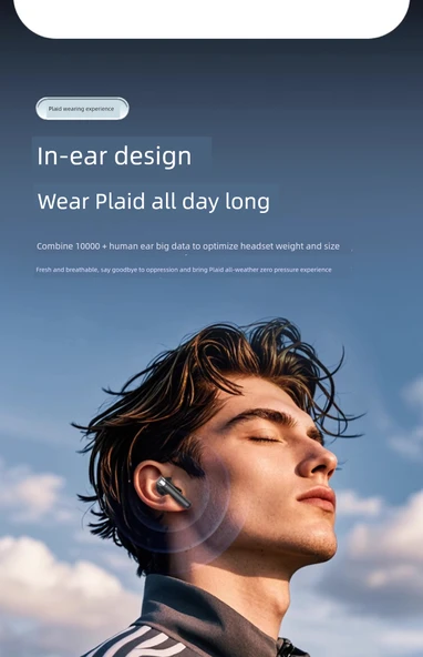 Bluetooth 5.3 Kulak İçi Spor Kulaklık - Beyaz - Yüksek Versiyon - 7