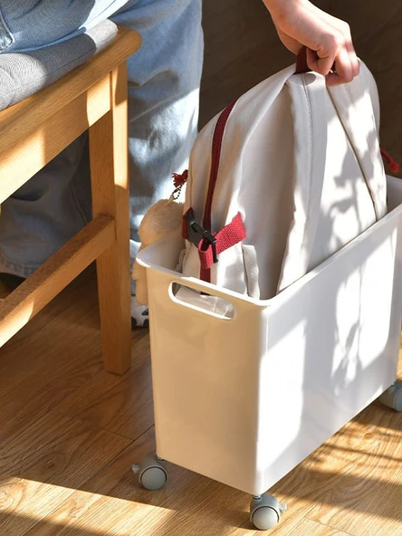 Hareketli Saklama Sepeti - Kapaklı ve Tekerlekli Geniş Kutu - Resim 6