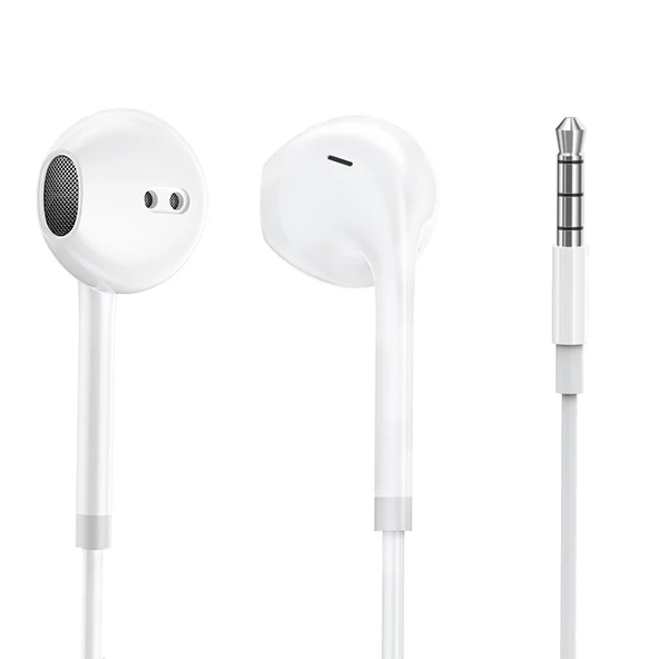 Mikrofonlu Kulak İçi Kulaklık - 3.5mm - Klasik Beyaz - İki - 2
