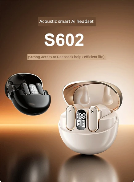 AI Çeviri Kulaklığı - Ten Rengi - Bluetooth 6.0 - S602 - 6