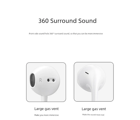 Mikrofonlu Kulak İçi Kulaklık - 3.5mm - Klasik Beyaz - İki - 7