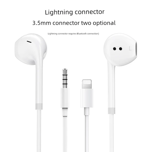 Mikrofonlu Kulak İçi Kulaklık - 3.5mm - Klasik Beyaz - İki - 3