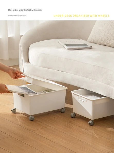 Hareketli Saklama Sepeti - Kapaklı ve Tekerlekli Geniş Kutu - Resim 7