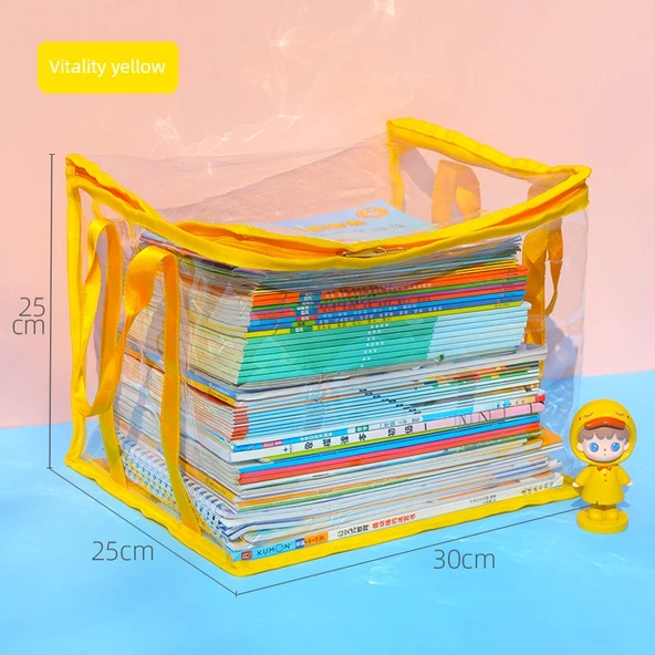 PVC Kitap Saklama Kutusu - Canlı Sarı - Orta Boy (40-60 Kitap Kapasiteli)