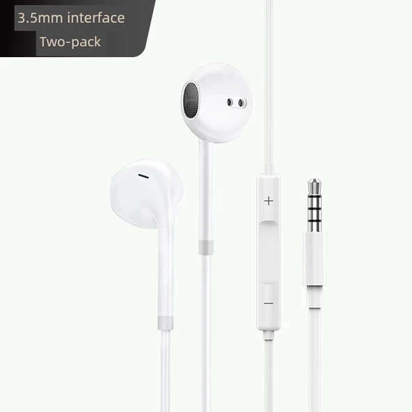 Mikrofonlu Kulak İçi Kulaklık - 3.5mm - Klasik Beyaz - İki