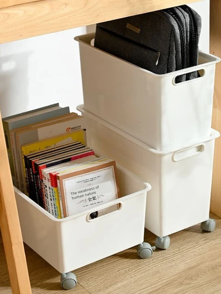 Hareketli Saklama Sepeti - Kapaklı ve Tekerlekli Geniş Kutu - Resim 2