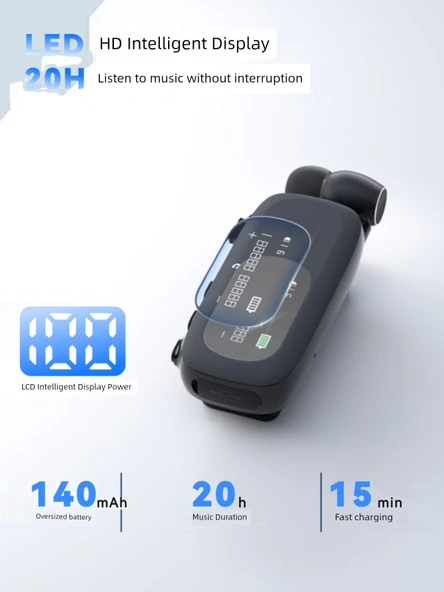 Bluetooth 5.4 Yakalıklı Kulaklık - Çift Mikrofonlu Gürültü Önleme - Uzay Siyahı - 5