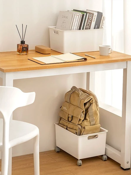 Hareketli Saklama Sepeti - Kapaklı ve Tekerlekli Geniş Kutu - Resim 5