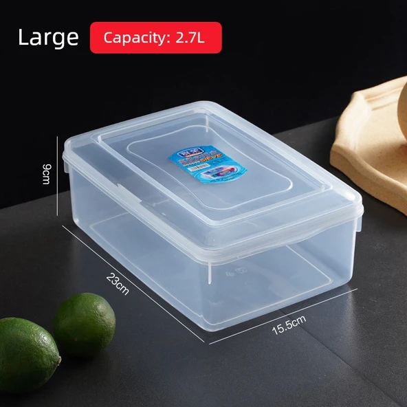 Dikdörtgen Plastik Saklama Kabı - Büyük Boy 2.7L