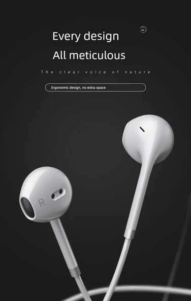 Mikrofonlu Kulak İçi Kulaklık - 3.5mm - Klasik Beyaz - İki - 6