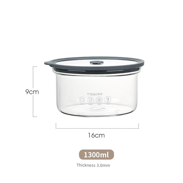 Borosilikat Cam Gıda Saklama Kabı - 1300ml (160mm x 90mm)