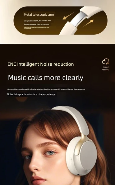 Kablosuz Bluetooth 5.4 Gaming Kulaklık - Beyaz ANC Aktif Gürültü Önleme Süper Ses - 8