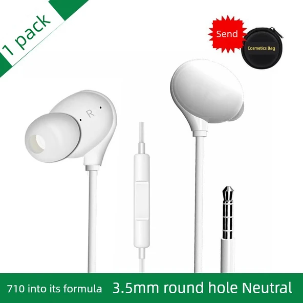 3.5mm Evrensel Android Kulak İçi Kulaklık - 710 Kulak İçi, Kozmetik Çantalı (A Kombin)