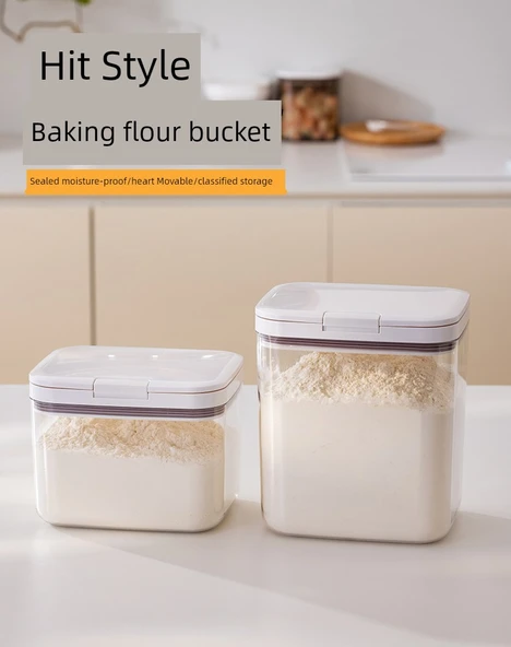 Gıda Sınıfı Kapaklı Un ve Pirinç Saklama Kabı - Kombinasyon 2, 1.5kg + 2.5kg - Resim 6